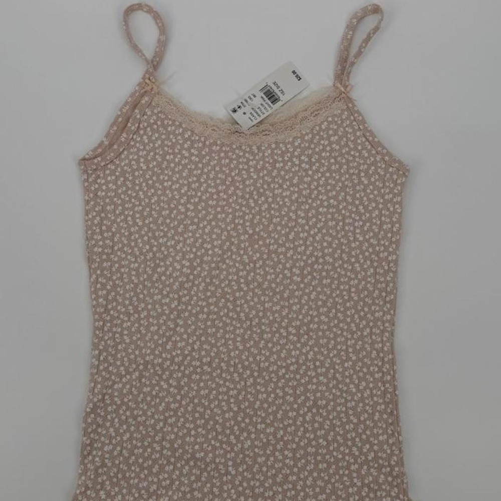 Wild Fable Light Pink Floral Polka Dot Lace Trim Cami Top NWT Size XS